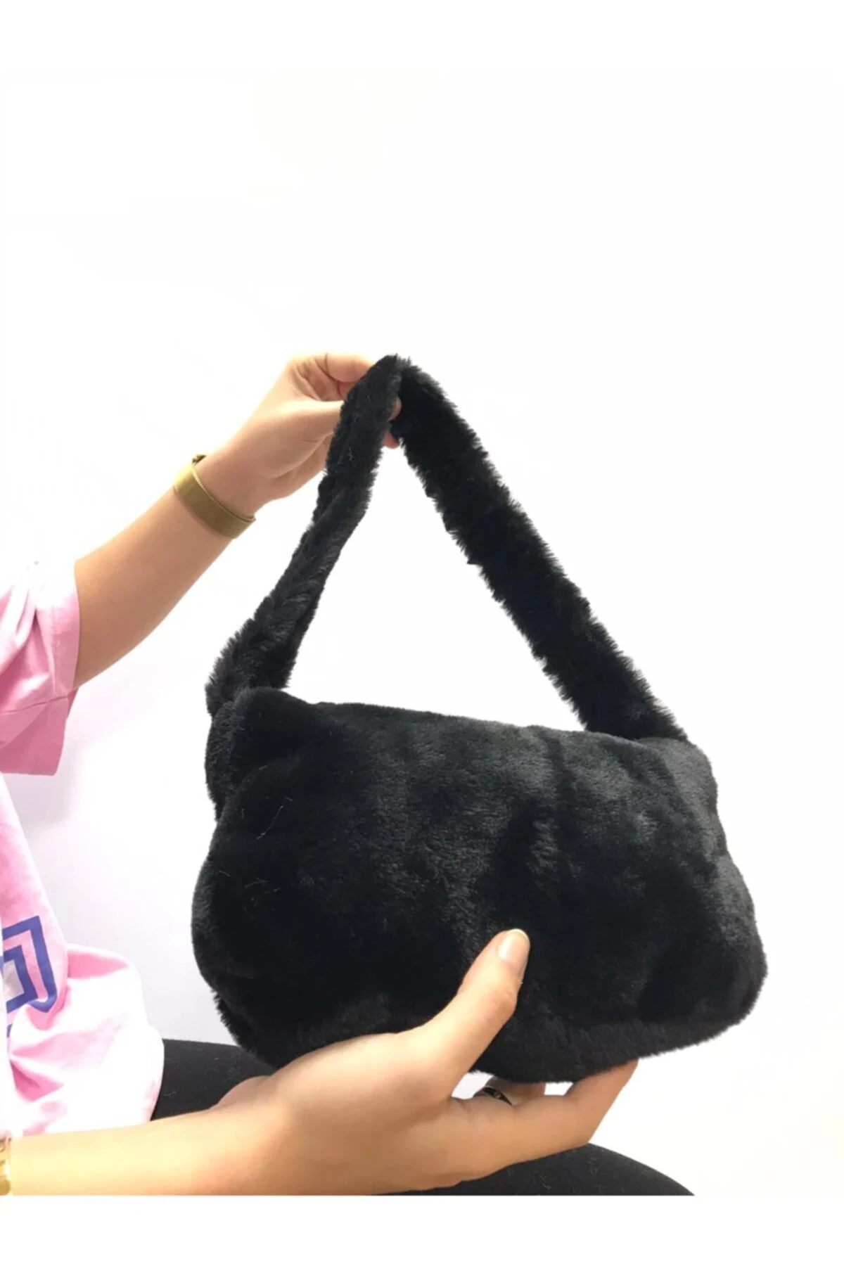 Negro Paja Baguette Felpa Mano Hombro Bolso Lana Algodón Invierno Ropa Deportiva Ocasiones con de las Mujeres|Bolsos de hombro| - AliExpress