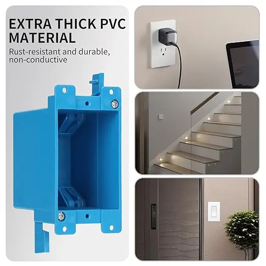 1/2/3-Gang PVC Old Work Retrofit Standard Switch/Outlet Wall Electrical Box,Non-Metallic 1/2/3 Gang Junction Box,Blue New Work