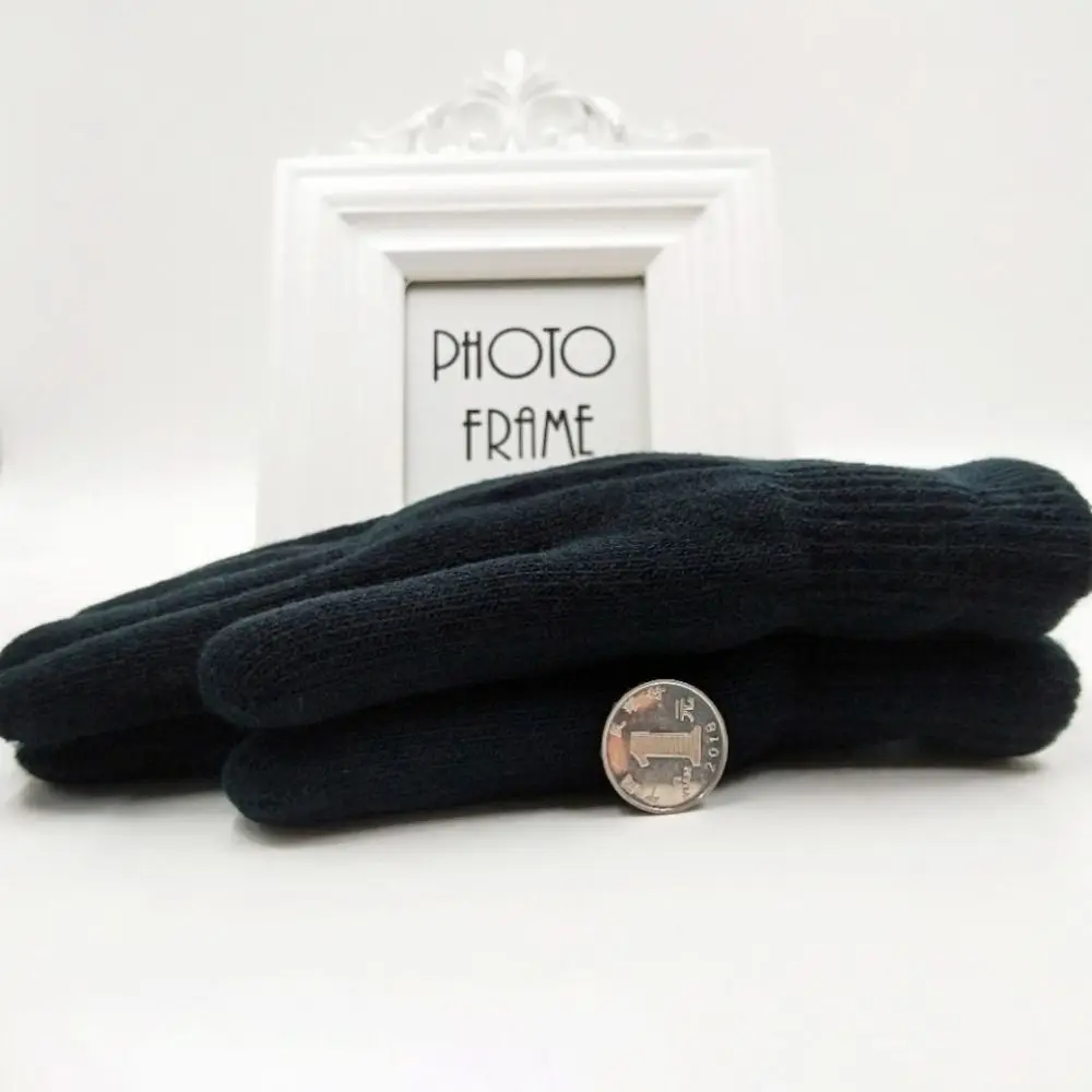 Fashion Black Thickened Gloves Double Layer Lamb Velvet Winter Gloves Soft Thickened Warm Mittens Boys Girl