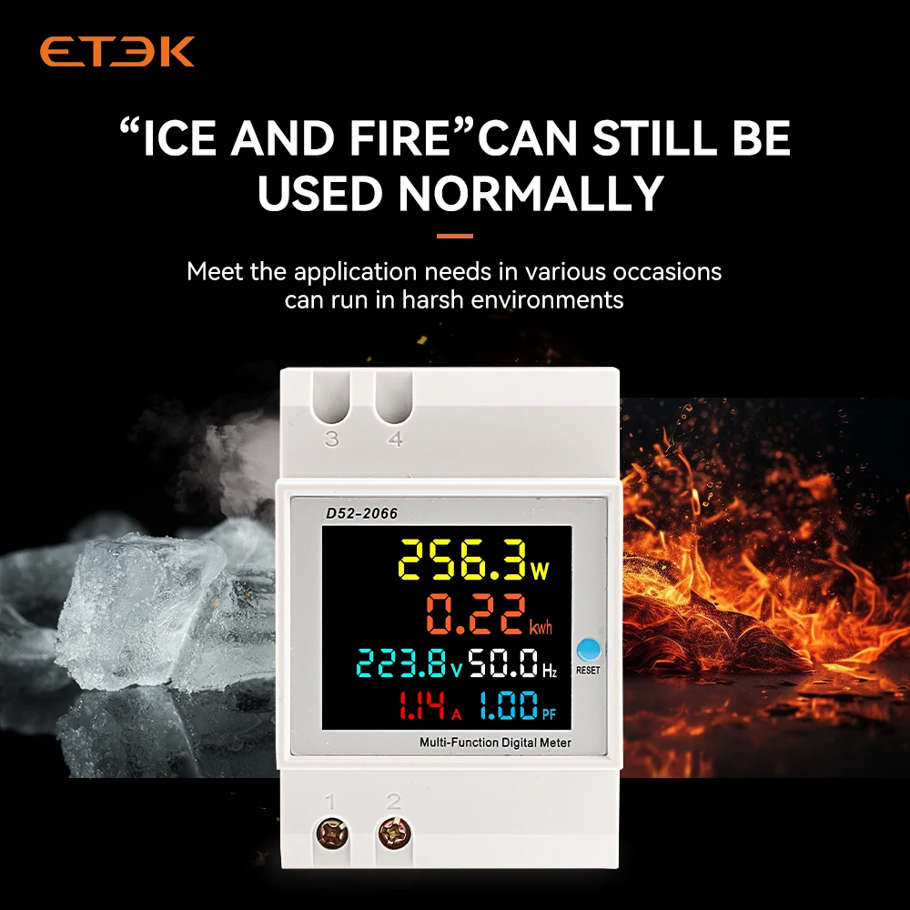6in1 Din Rail AC monitor 110V 220V 380V 100A Voltage Current Power Factor Active KWH Electric Energy Frequency Meter EKD52 digital voltmeter