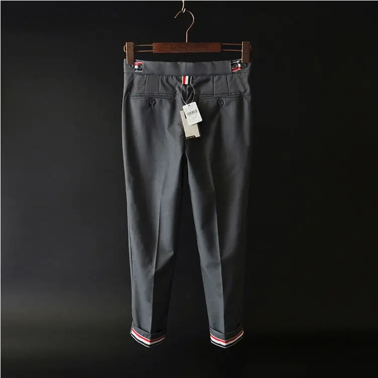 2024 New Wrinkle Resistant Cropped Pants Small Foot Long Pants Fit with Rolled Feet and No Iron Slim for Men's Three Color Style
