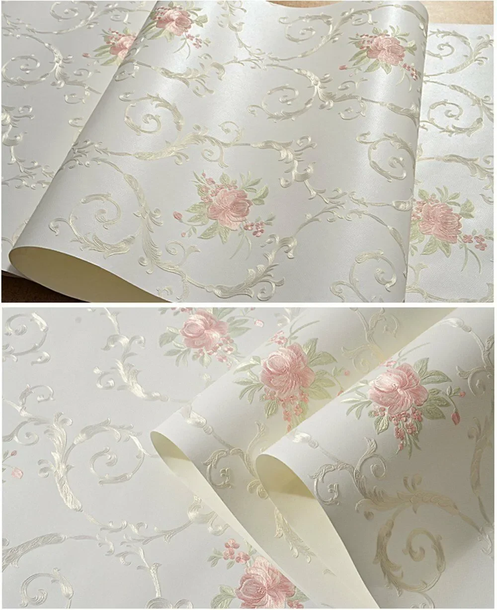 European Style Non Woven Peel and Stick Wallpaper 3D Pastoral Decorative Contact Paper Self Adhesive Wallpaper Luxury Embossed 24pcs kawaiii memo pad adhesive paper notepads stationery note pads student stationery mixed style