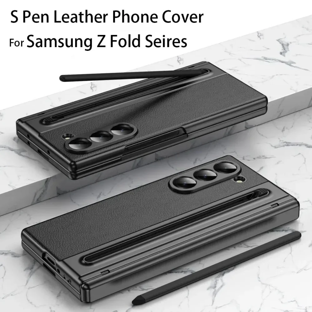 Galaxy Z Fold Series Phone Case with S Pen Storage & Hinge Protection, Built-in Screen Protector