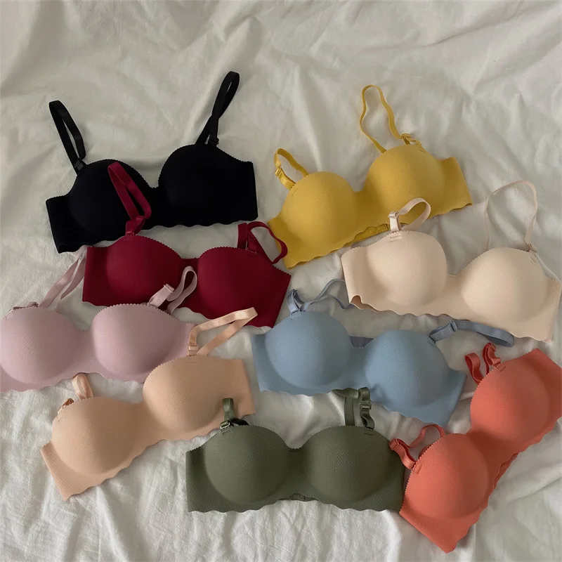 

Sexy Bras Women Push Up Traceless One-piece Underwear Wireless Lingerie Female Thicken Gather Anti-drooping Solid Color Bralette