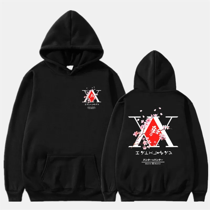 

Japan Anime Hunter X Hunter Logo Print Hoodie Men Fashion Sweatshirt Fleece To Keep Warm Killua Gon Cherry Blossom Hoodies