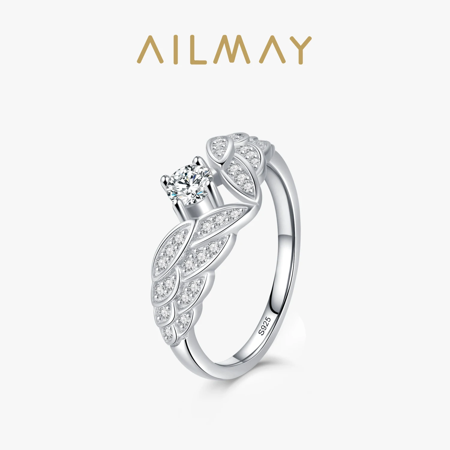에일메이 진짜  윙, 고품질 지르콘 패션 손가락 반지, 여성용 매력 럭셔리 웨딩 액세서리 쥬얼리