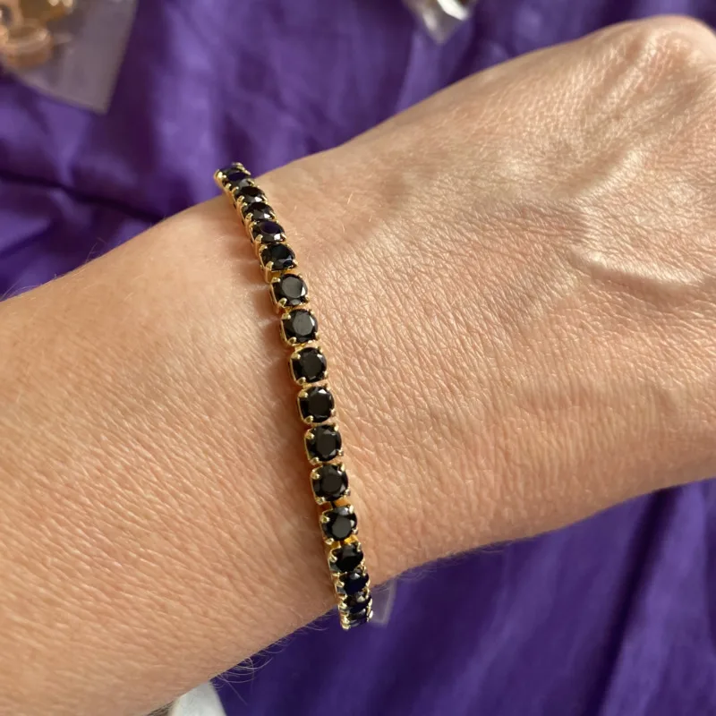 Cubic Zirconia Bracelet 4mm 18cm Brass Gold Color CZ Tennis Bracelet For Women