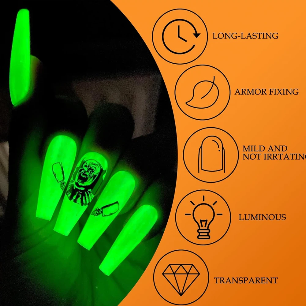 KODIES GEL Holoween Luminous Top Coat Gel Nail Polish Glow In The Dark No Wipe Topcoat Long Lasting Nails Art Gel Polish Finish 5