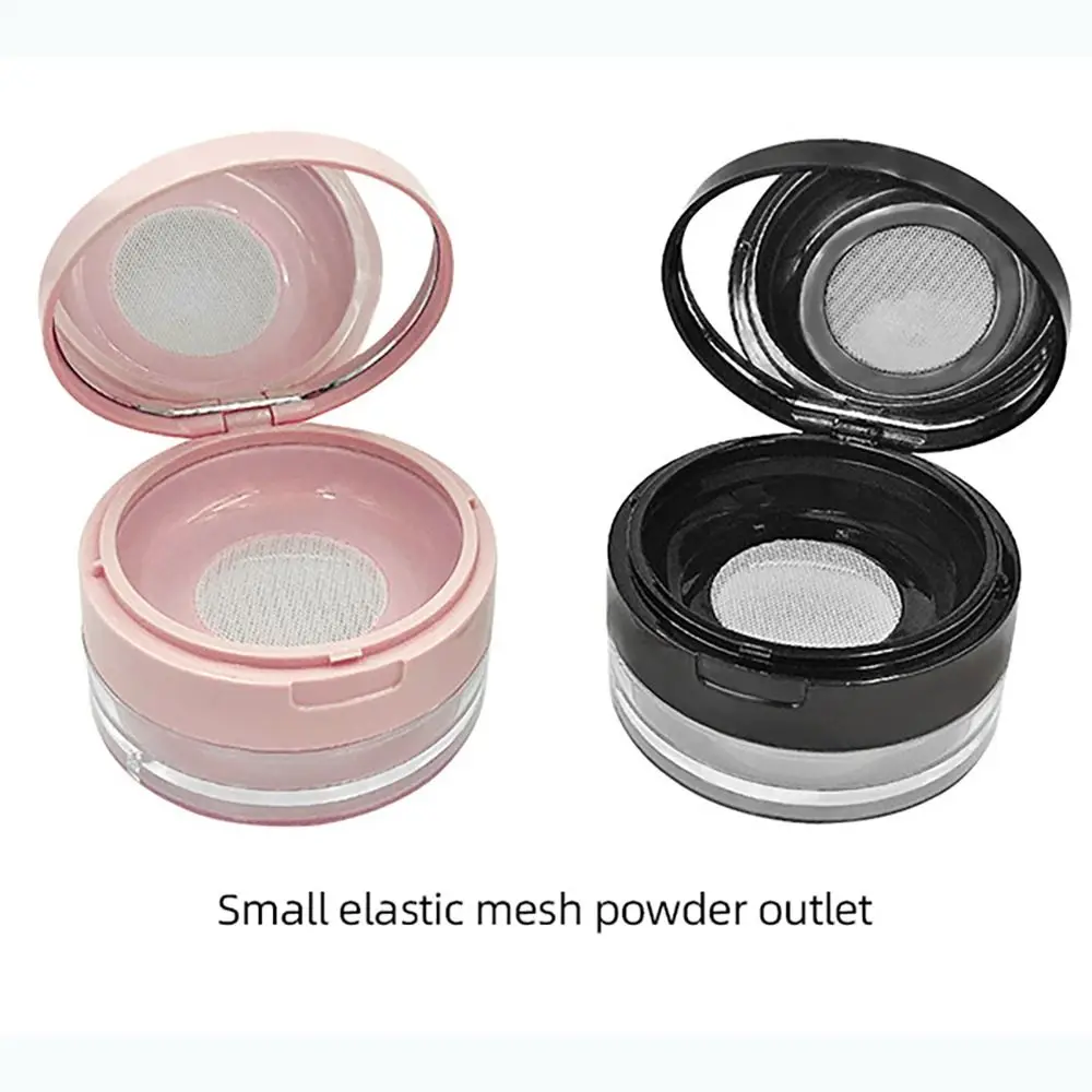 

Grid Design Mirror With Puff Empty Case Loose Powder Box Empty Containers Elasticated Net Sifter Powder Containers