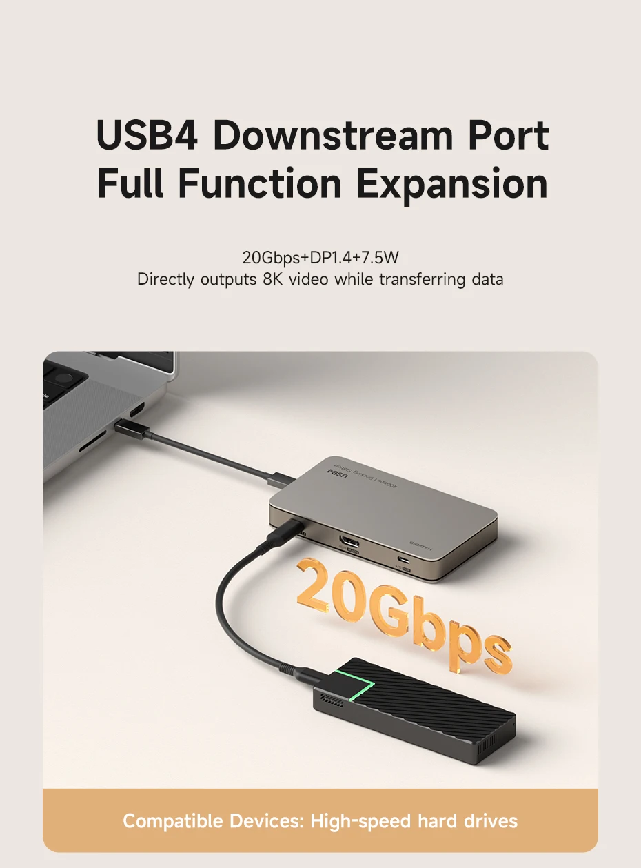 Hagibis USB4 7-in-1 Docking Station (40Gbps, 8K/60Hz)