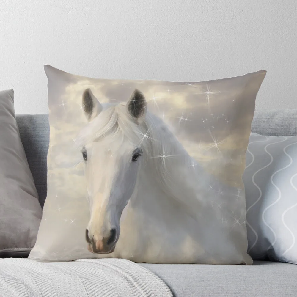 

Sparkling White Horse Throw Pillow Pillowcases Cushion Covers Sofa Cushions