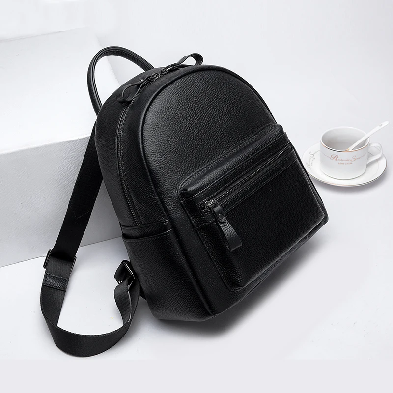 Fashion Female Travel Back Pack 100% Genuine Leather Women's Backpacks Luxury Solid Color Cow Leather Women Backpack School Bags 2
