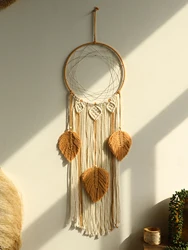 Bohemian Macrame Leaf Dream Catcher Wall Hanging Tapestry (TK-M01335)