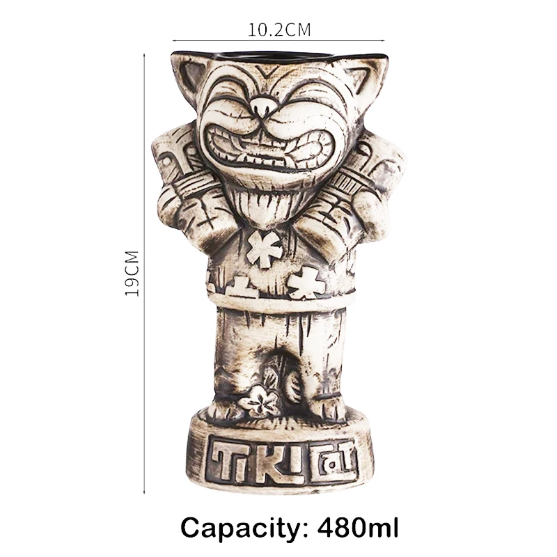 Hawaii-Themed Ceramic Tiki Beverage Mug