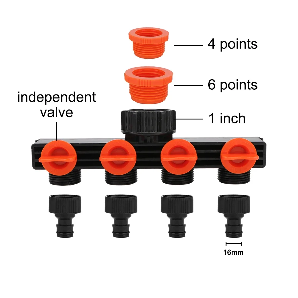 Valve Splitter 3/4" Watering Connector Distributor 4 Way Hose Splitters for Water Pipe Hose Pipe Tap Connectors