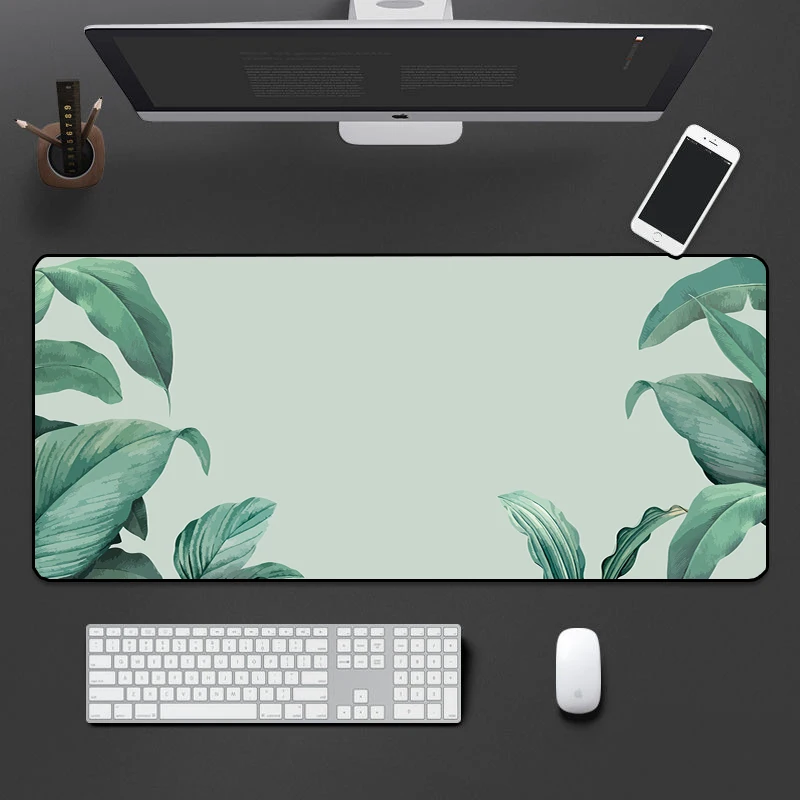 

Green Leaf Large MousePad Natural Rubber Non-slip Mousepad Laptop Desk Mat Keyboard Game Accessories Mouse Pad Xxl 90x40CM Csgo