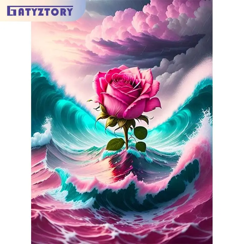 

GATYZTORY Modern Paint By Numbers Paint Kit Canvas Painting Rose Flowers Pictures By Numbers For Adults Wall Decors Gift For Kid