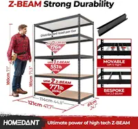 5 Tier Laminated Heavy Duty Garage Storage Adjustable Wide Size Metal Shelving Unit Utility Rack Shelves Organization Shelf Shed 2