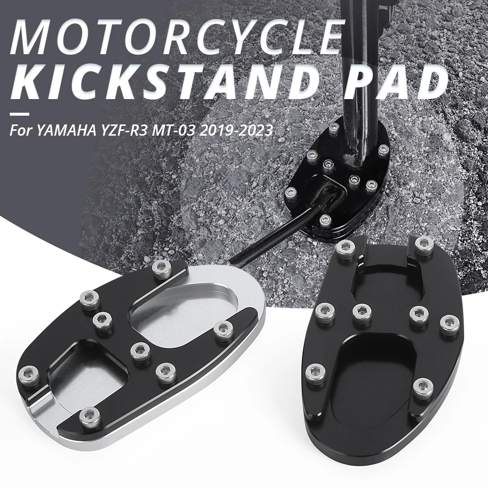 Motorcycle Kickstand Pad For YAMAHA YZF-R3 MT-03 2019-2023 Side Stand Extension Enlarger Plate Pad