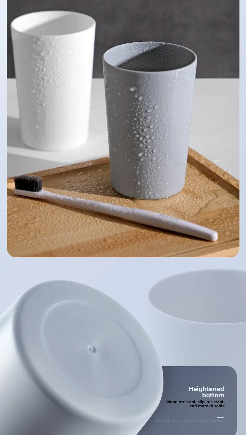 Solid Colour Plastic Toothbrush Tumbler Set For Bathroom_voghion.com