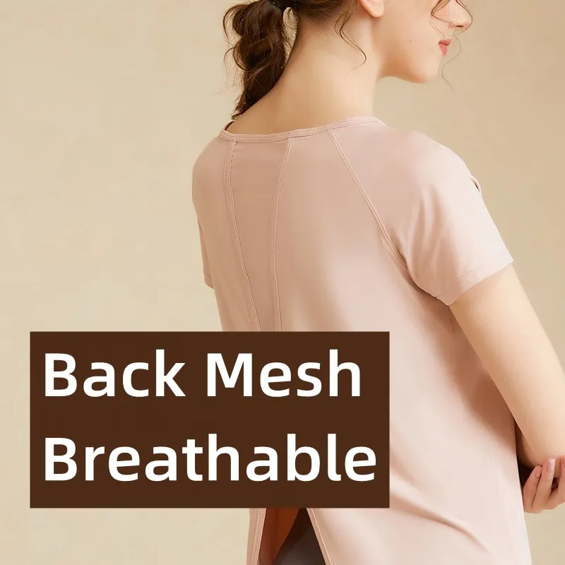 Women Mesh Breathable Shirts Gym Workout Tops Sports Tee Workout Tank Tops Quick Dry Fitness Yoga Short Sleeve Athletic Shirt