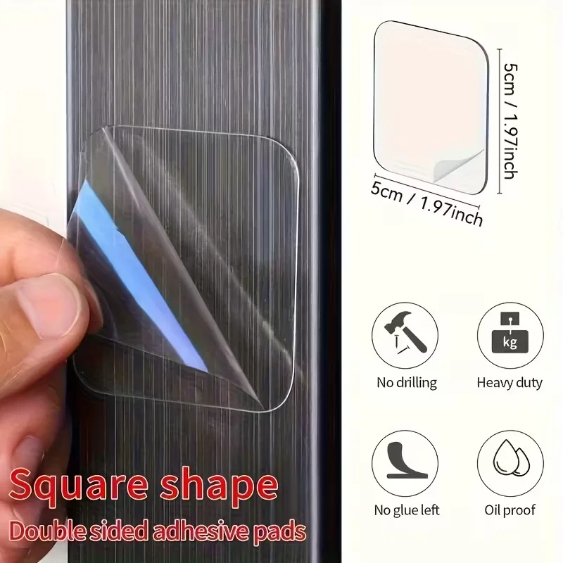 Versatile Heavy-Duty Adhesive Strips - Clear, Residue-Free, and Drill-Free Solution for Secure Surface Mounting
