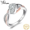 JewelryPalace Solid 925 Sterling Silver Wedding Engagement Ring for Woman 3 Stone AAAAA CZ Simulated Diamond Gold Infinity Ring
