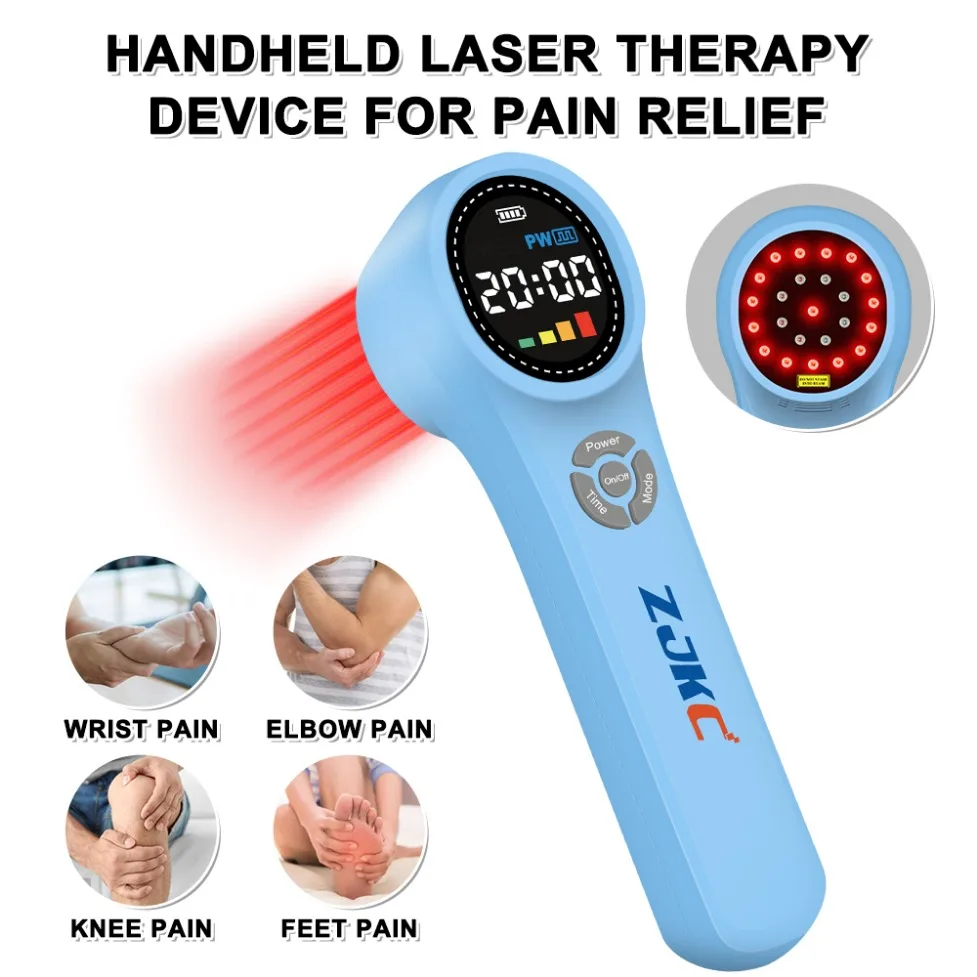 ZJKC Professional 1760mW Cold Laser Therapy Legs Back Abdomen Neck Massage for Blood Circulation Low Frequency Body Massager back 4 blood pc