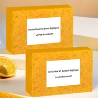 Savon à l'acide kojique au curcuma, 100g, avec granulés de citron, exfoliant, gommage, éclaircissant pour la peau, soins du corps, Jabon Con Accido Kojico Y Temor 1