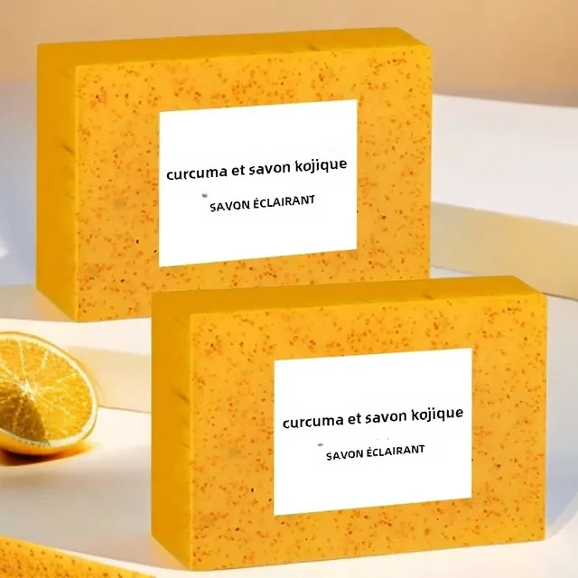 Savon à l'acide kojique au curcuma, 100g, avec granulés de citron, exfoliant, gommage, éclaircissant pour la peau, soins du corps, Jabon Con Accido Kojico Y Temor 1