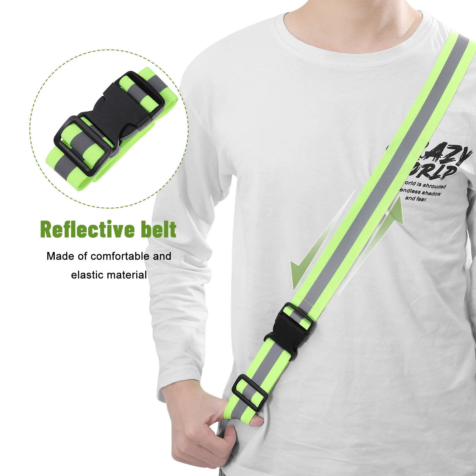 

Belt Adjustable Reflective Belt Motorcycling for Green Reflective Glow for Men Walking Fluorescent Waistband Running