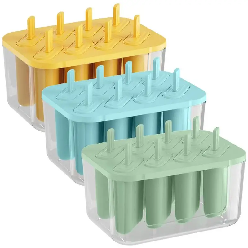 

Ice Cream Mold 8 Cavity Easy Release Popsicle Tray Non Stick Utensil For DIY Ice Cream Homemade Ice Pop Reusable Kitchen Tools