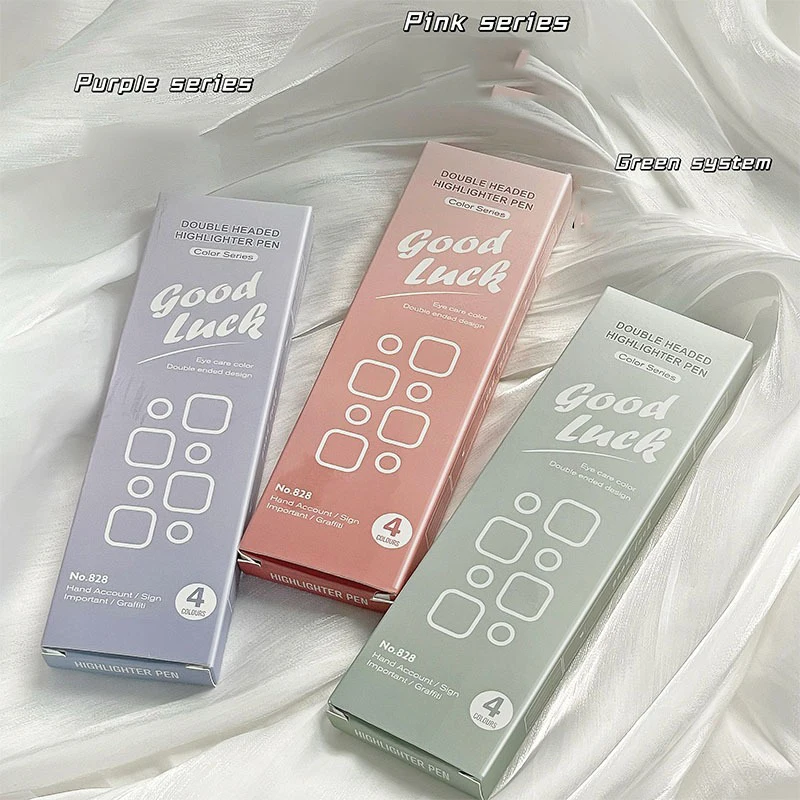 Gradient Double-headed Highlighter Set 4PCS Kawaii Ins High-value Key Color Marker Pen DIY Student and Children's Handbook Pen highlighter marker highlighter pen marker pen