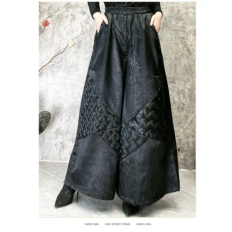 plus Size Nine-Foot Straight Leg Pants Slimming High Waist Wide Leg Casual Trousers for Women Ele Personali National Sle