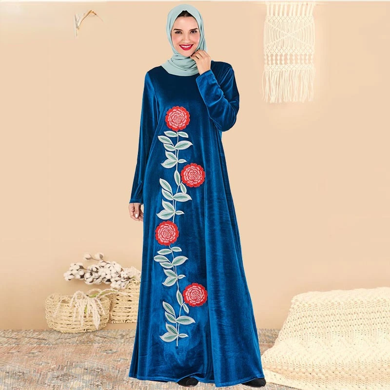 

Eid Ramadan Abaya Dubai Velvet Dress Kaftan Muslim Turkey Long Dresses for Women Islam Clothes Jilbab Robe Femme Musulmane M-4XL