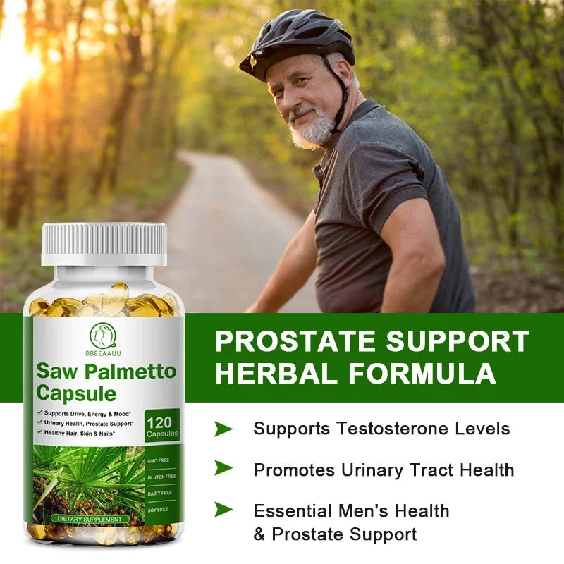 BBEEAAUU Biotin Saw Palm Capsule for Man Prostate Health with Biotin for Hair Growth Men's Health Urinary Tract