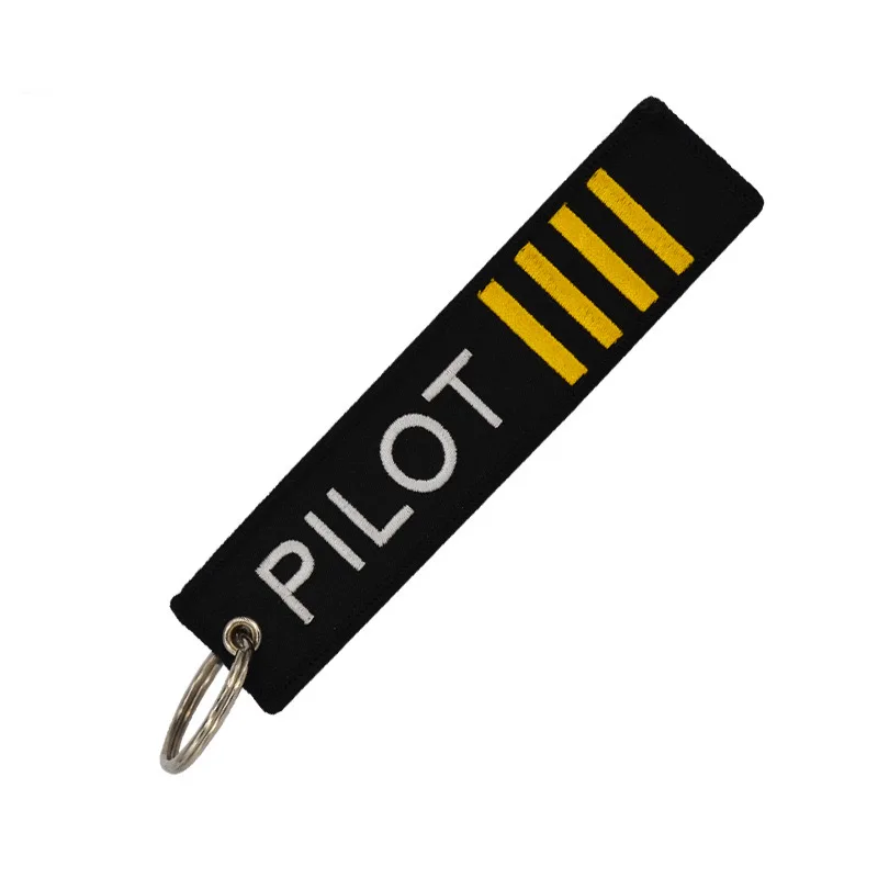 Aviation Gift Double-sided Embroidery Pilot Epaulettes 3 Bars Pendant Key Chain Keychain Rectangle Keyring Wholesale