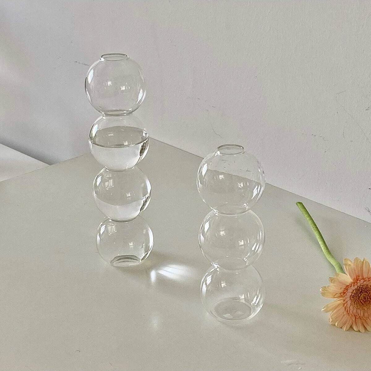 3pcs Transparent Bubble Glass Vase Crystal Ball Flower Vases Hydroponic Ball Art Flower Ware Tabletop Glass Bottle room Decor