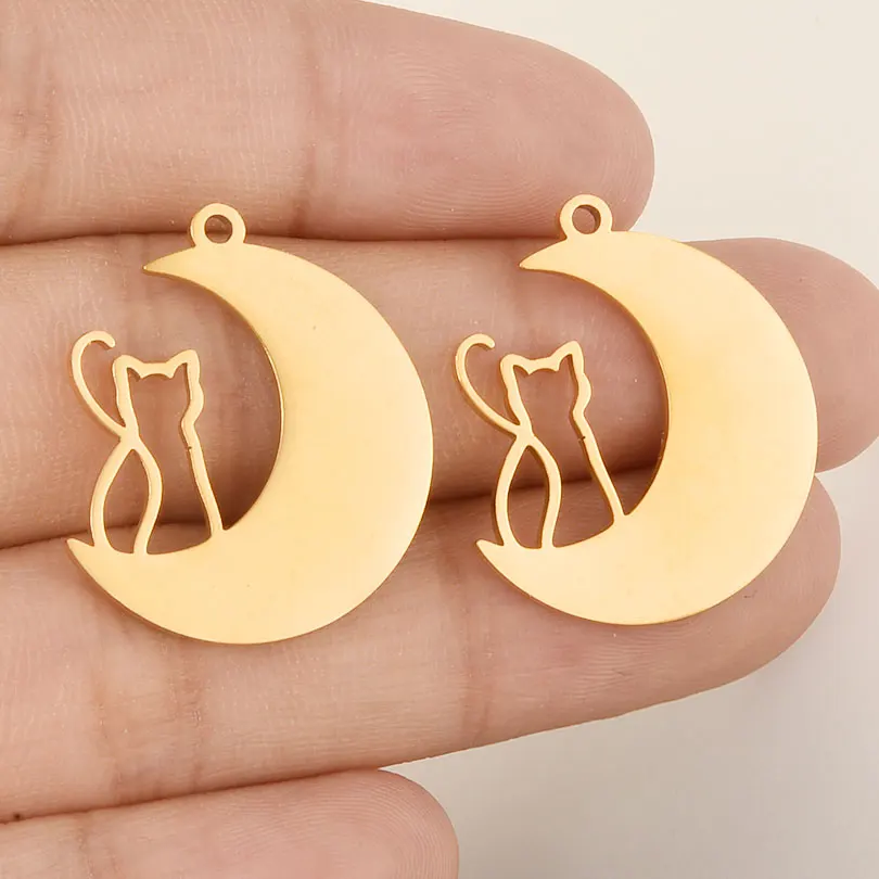 5 stücke Gold Farbe Pvd Edelstahl Hexe Knoten Schlange Blut Mond Anhänger Für Schmuck Machen Liefert DIY Schlüsselbund Ohrringe charme – Detail 16
