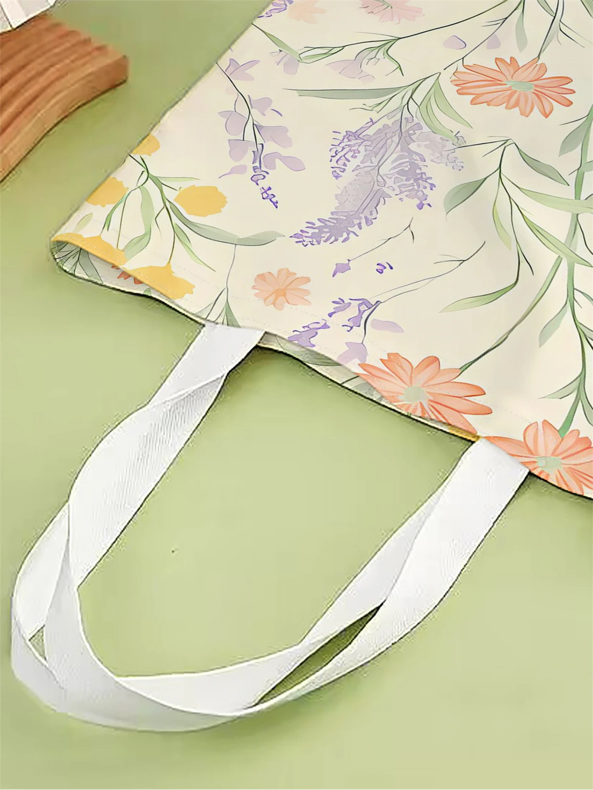 1pc, flower and plant handbag, reusable fashionable handbag, multifunctional handbag, printed canvas shopping bag