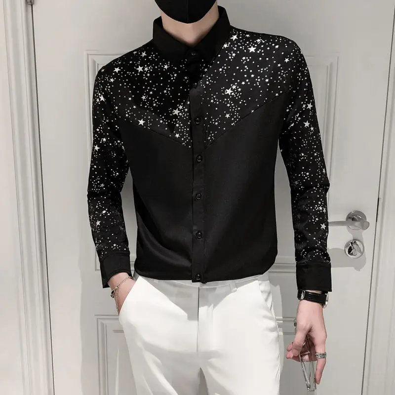 New Men's Long Sleeved Shirt. Slim Fit Korean Version Shirt, Summer Fashion Single Breasted Youth Shirt Casual Wear