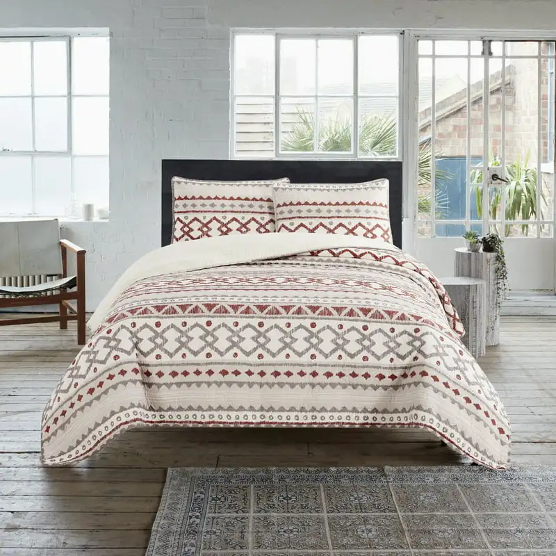 

Bedding 3-piece Quilt Set, Natural/Rust, Queen, Adair by