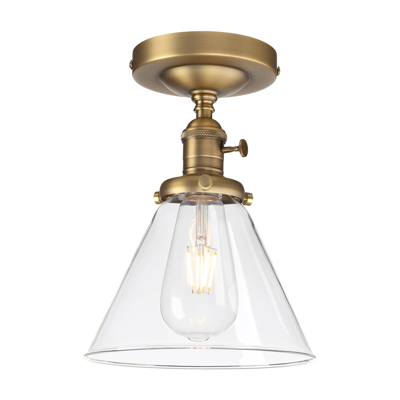 Phansthy 레트로 산업 스콘스 벽 조명, 빈티지 벽 램프, 깔때기 유리 조명기구, 가정용 새해 크리스마스 장식, 7.4 인치..