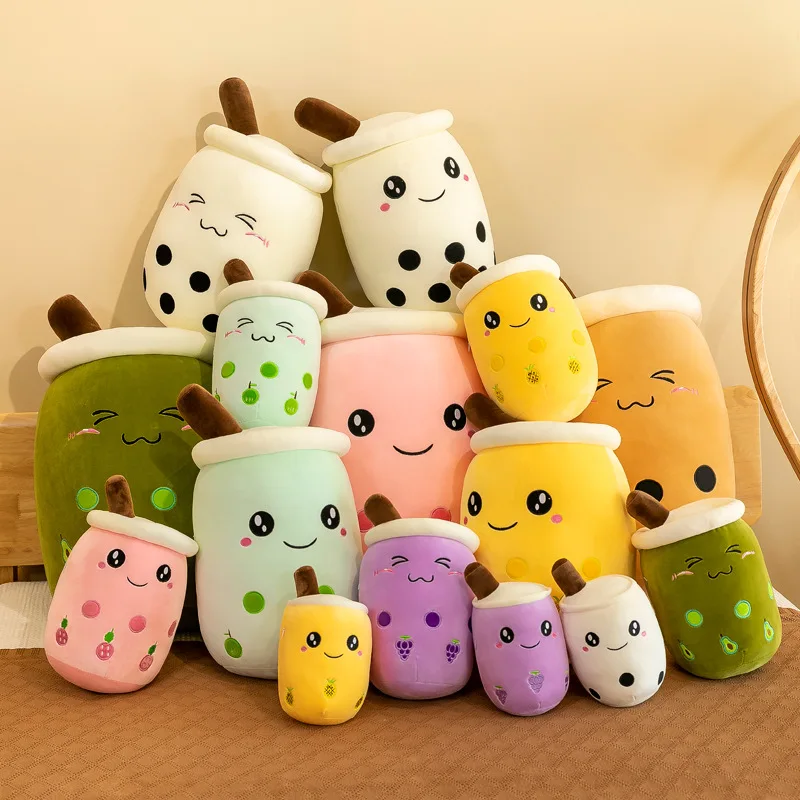 22-70cm Giant Size Bubble Tea Plushies Squishy Milk Tea Boba Pillow Peluche Ice Cream Fruits Juice Drink Bottle Prop Decor Gift 4