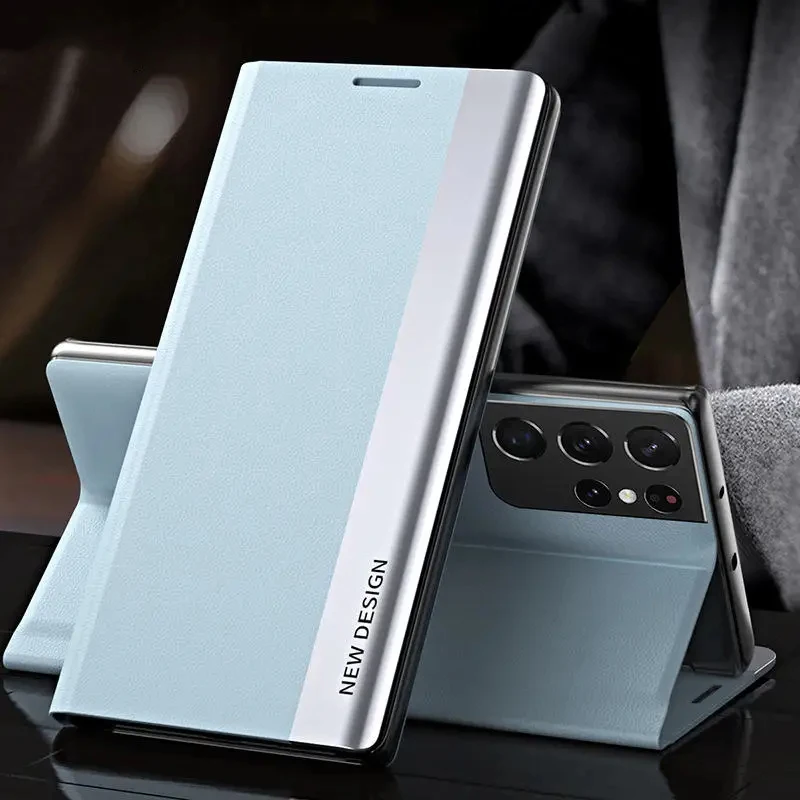 thumbnail image 1 of Luxury Leather Flip Case For Samsung Galaxy S24 S23 S22 S21 S20 Ultra Plus S23 S21 S20 FE S10 Note 20 Ultra 10 Plus Stand Cover, 1 of 5