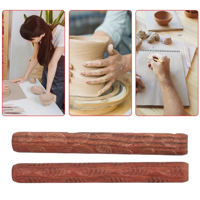 6 PCS Clay Rolling Pin Textured Hand Roller Wooden Handle Pottery Tools Set  Durable Easy To Use - AliExpress