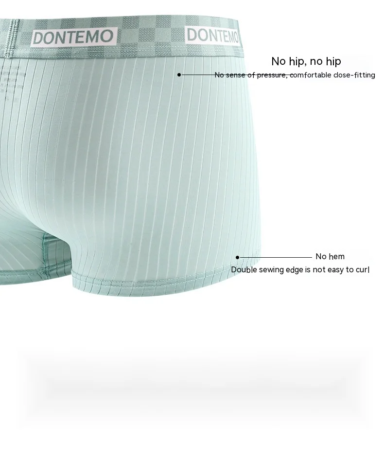 New2024 biancheria intima di seta di ghiaccio di fascia alta sottile angolo piatto traspirante antibatterico uomo striscia personalizzata trendy a metà vita_voghion.com