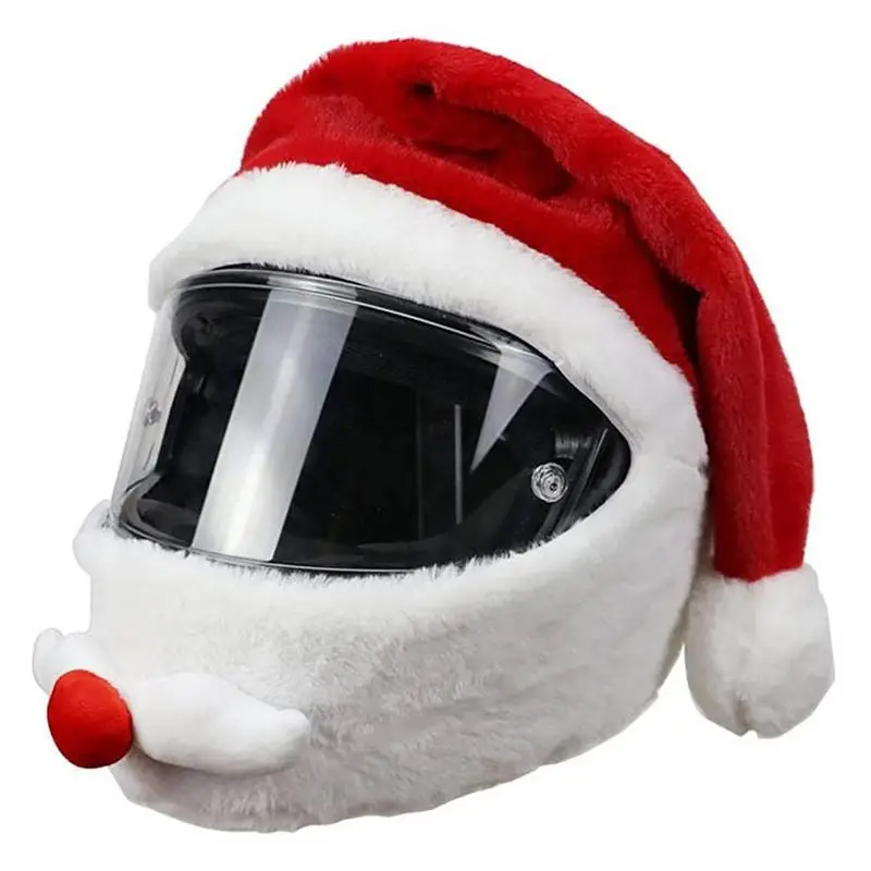

Christmas Santa Motorcycle Helmet Cover Fluffy Funny Motorcycle Helmet Accessories Nativity Helmet Cover Santa Claus Xmas Hat