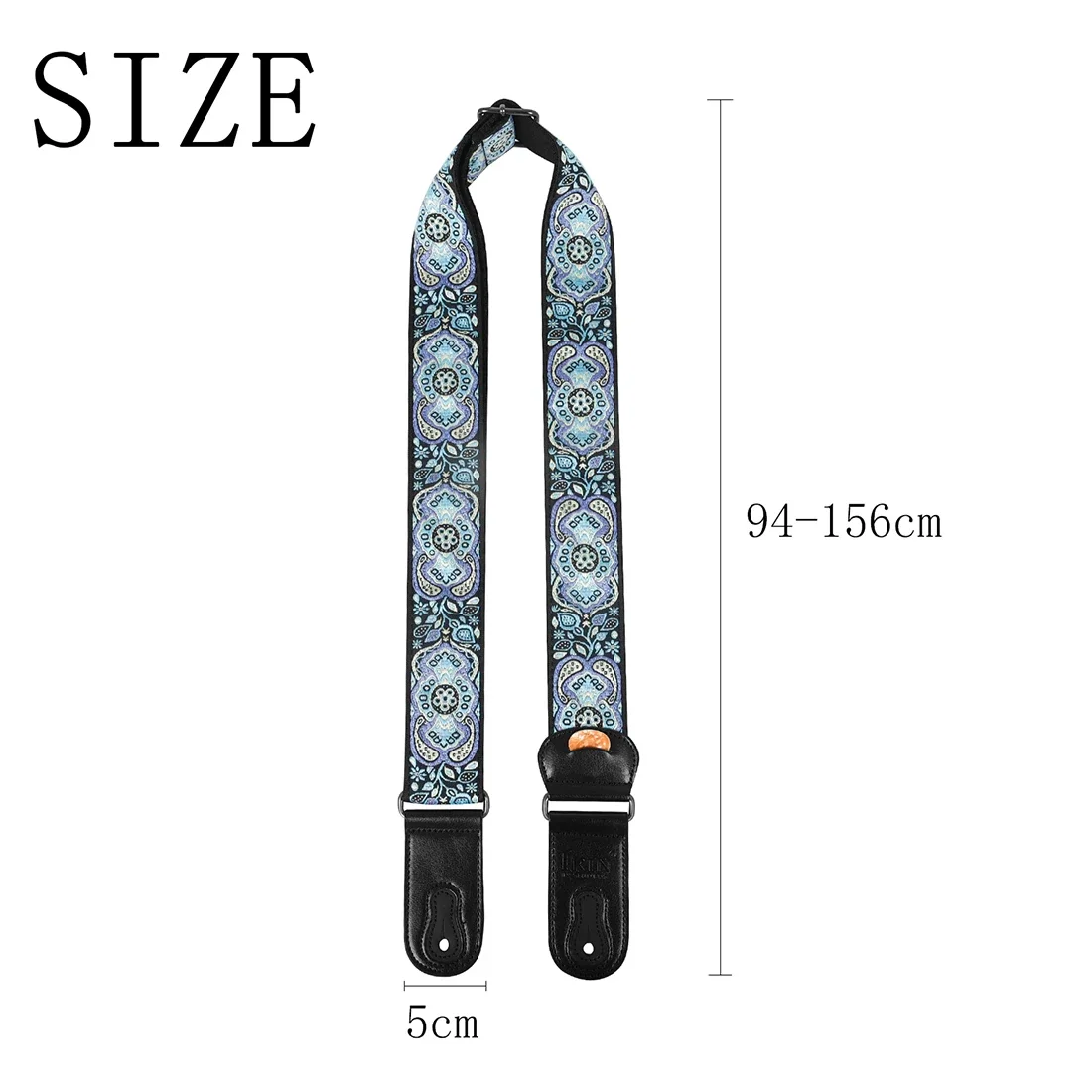 Premium Leather & Cotton Guitar Strap with Picks - High-Quality Instrument Accessory