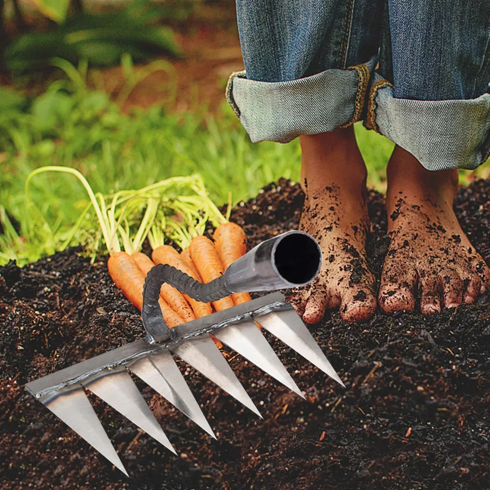 Weed Remover Steel Loose Soil Weeder Sharp Garden Hand Rake Tool Durable Gardening Weeding Rake Agricultural Tools
